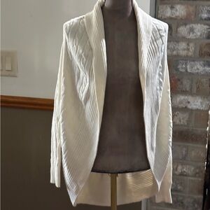 Chaps Cream Open-Front Cable Knit Cardigan